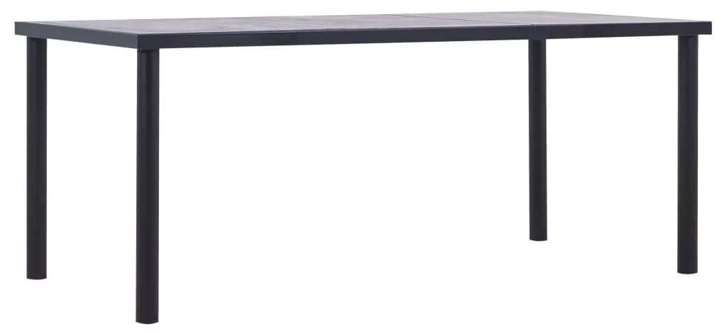 281860 vidaXL Трапезна маса, черно и бетонно сиво, 180х90х75 см, МДФ