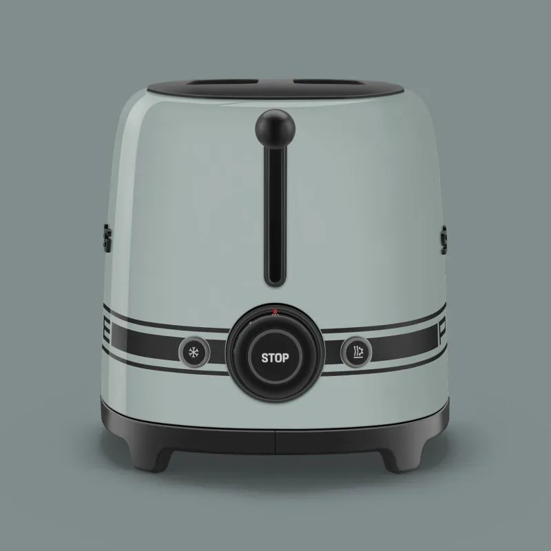 Тостер за хляб SMEG 50's Style Porsche TSF01PSGEU, 950W, 2 филии, 6 нива, Тавичка за трохи, Вграден кабел, Неръждаема стомана, Зелен