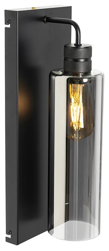 Модерна стенна лампа черна с опушено стъкло - Stavelot