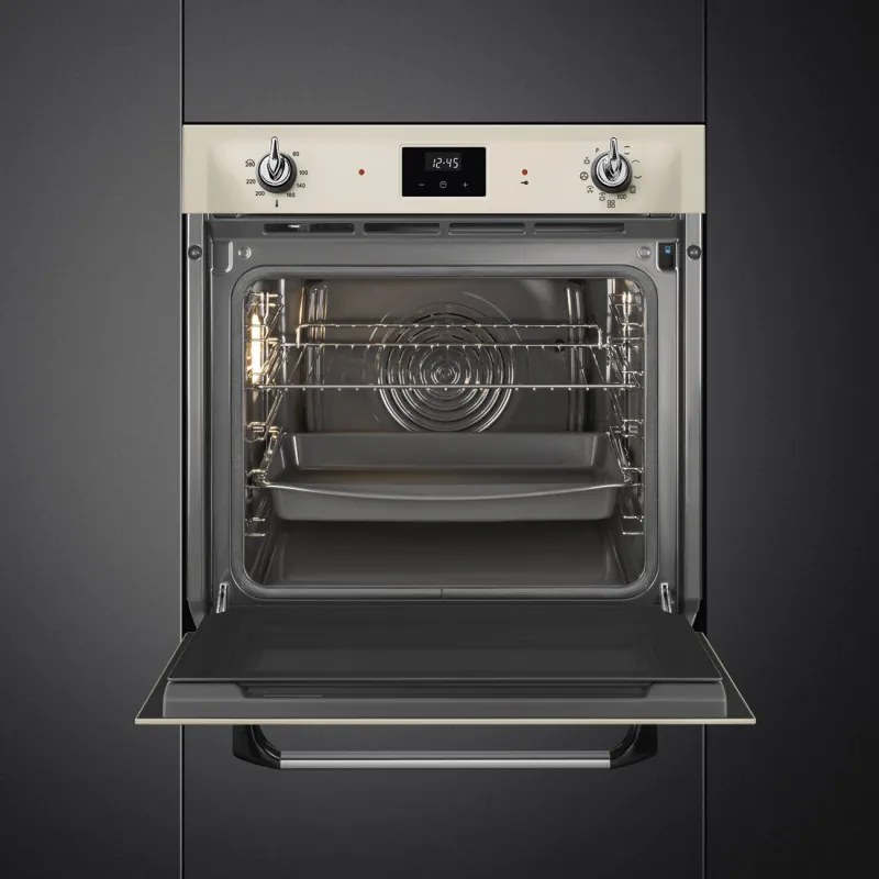 Фурна за вграждане Smeg SOP6900TP, 3000W, 68 л, Клас A, 9 функции и 5 нива на готвене, Самопочистване, Таймер, 30-280C, Крема
