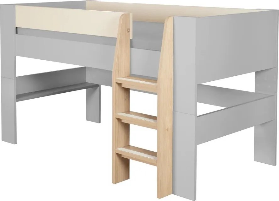 Бежово детско легло 90x200 cm повдигнато без ламелно дъно Loft – Roba