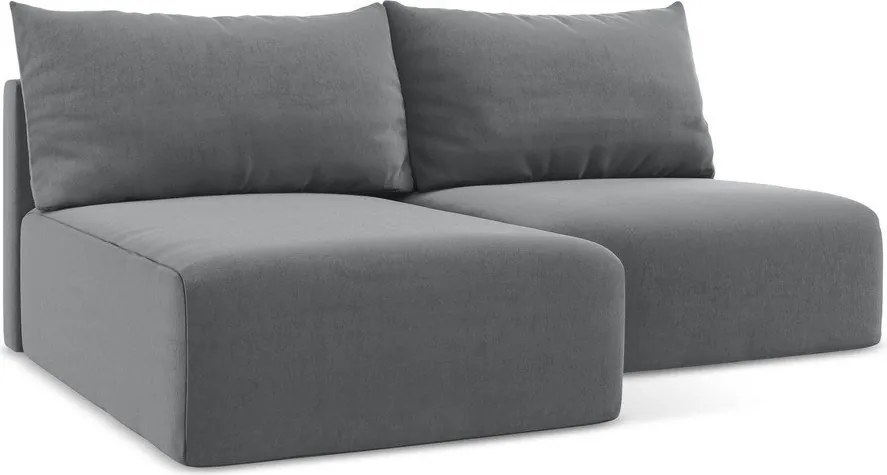 Сив кадифен сгъваем/с място за съхранение ъглов диван (ляв ъгъл) Kalena – Makamii