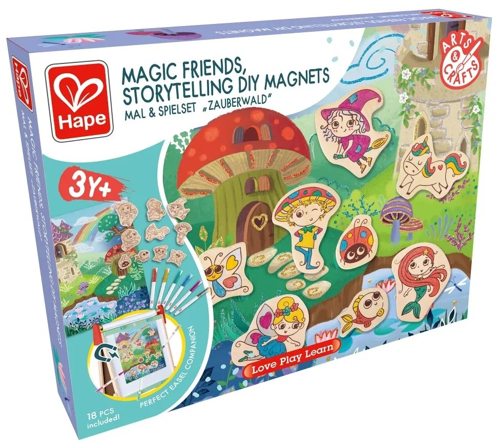 Hape - Творчески комплект,Направи си сам магнити, Вълшебни приятели, 18 части