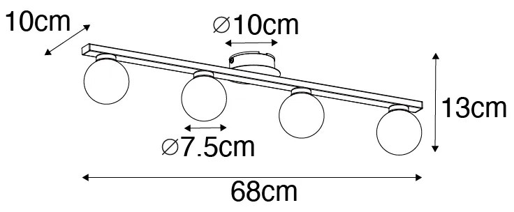 Модерен месингов плафон IP44 4-светлини - Cederic