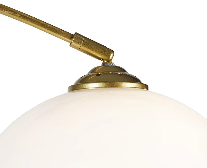 Модерна аркова лампа месинг с бял абажур - Arc Basic