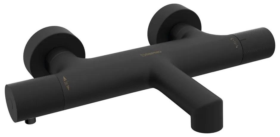 Матово-черна стенна батерия за вана (2 изхода) Solaris – Sapho