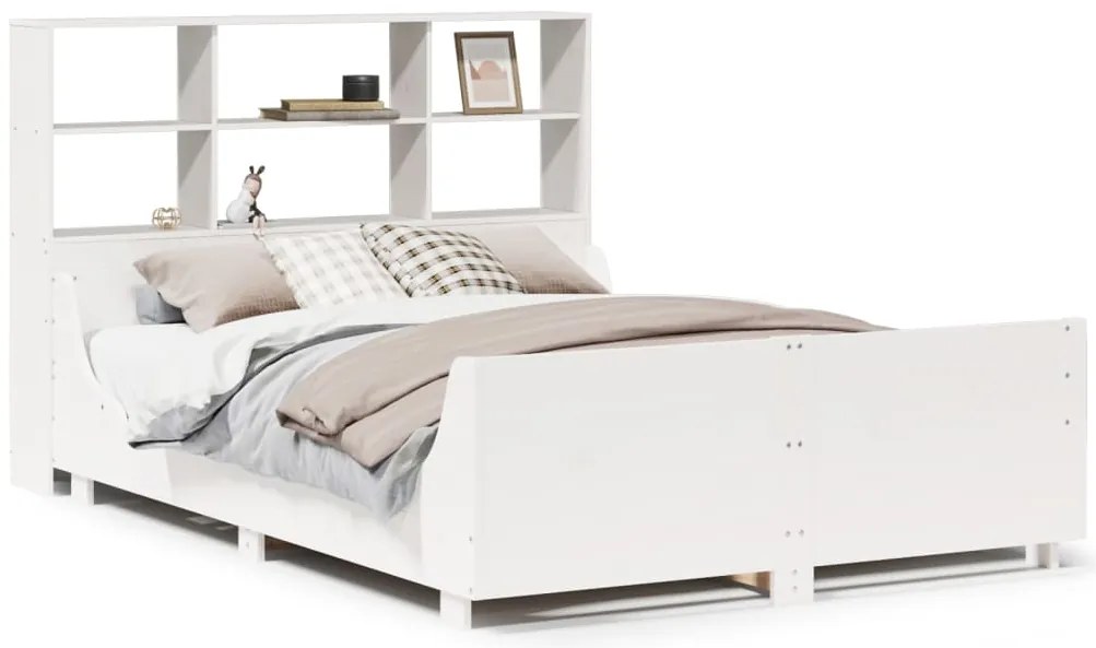 3323810 vidaXL Легло с етажерка за книги, без матрак, 120x200 см, дърво масив