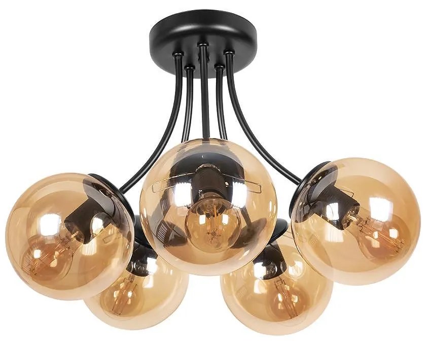 Плафон РИО, черен/мед, 5xE27