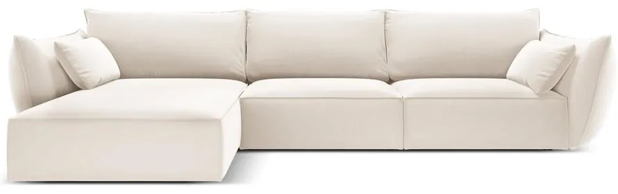 Бежов кадифен ъглов диван (ляв ъгъл) Vanda – Mazzini Sofas