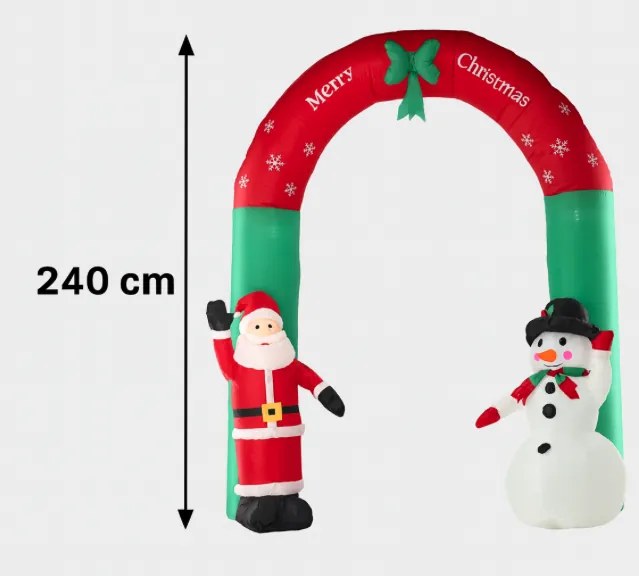 Надуваема коледна порта с Дядо Коледа и снежен човек LED - 240 см