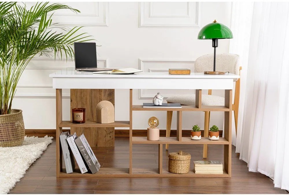 Работна маса от декор от бор 120x130 cm Vesper – Kalune Design