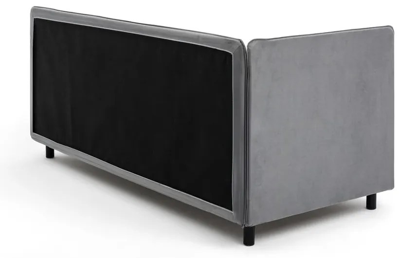 Сиво единично легло тапицирано с място за съхранение с включен матрак 90x200 cm Avela – Bonami Selection