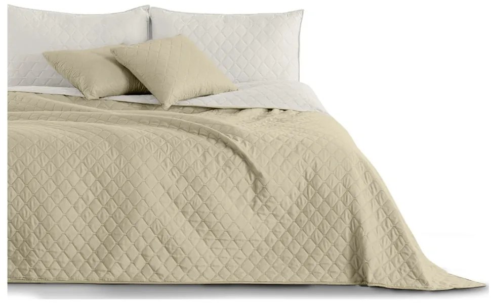 Бежово-бяла покривка за легло от микрофибър , 200 x 220 cm Axel - DecoKing