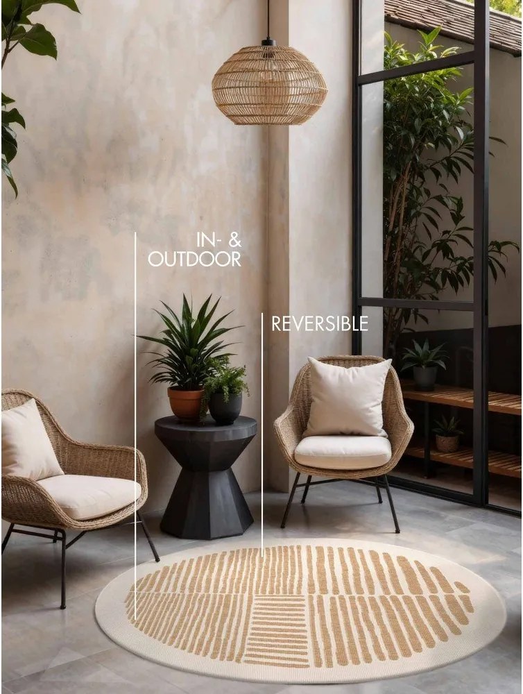 Кремав/в естествен цвят кръгъл килим за открито и закрито ø 160 cm Haringey Bounds – Ted Baker