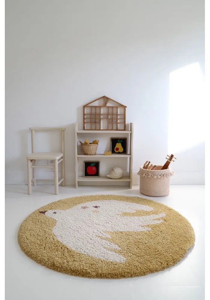 Детски килим в цвят жълта охра ø120 cm Bohemian Bird Miel – Nattiot