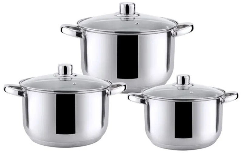 Комплект тенжери HAUS ROLAND, HR-148-2 , 3 броя, с капак, ф22, 24, 26см, инокс