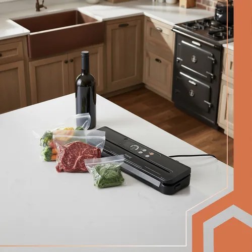 Вакуумна машина за запечатване на храна Ruhhy, вграден нож и 10 торбички