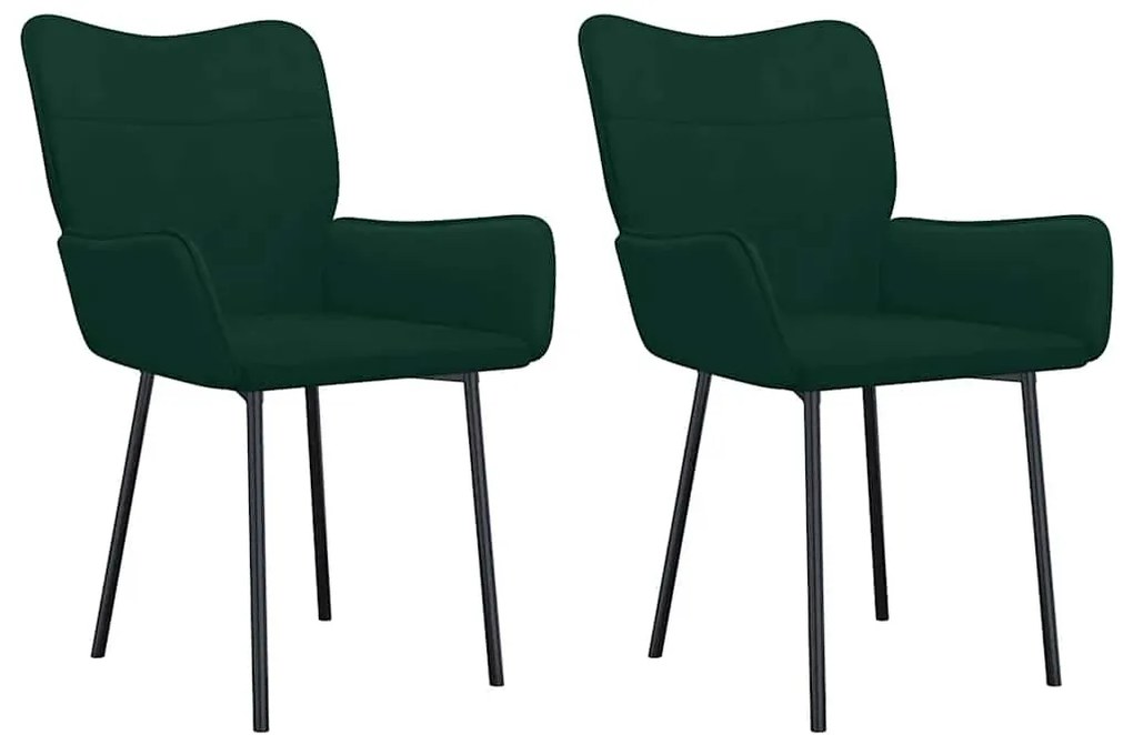 344822 vidaXL Трапезни столове, 2 бр, тъмнозелени, кадифе