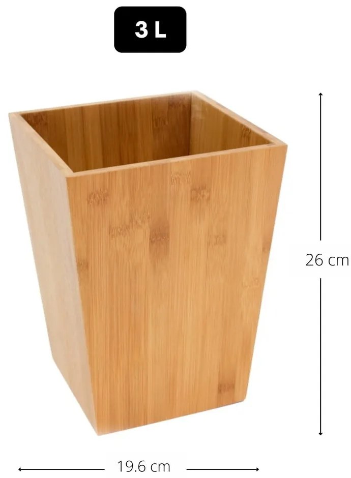 Бамбуково кошче за боклук в естествен цвят 3 l – MSV