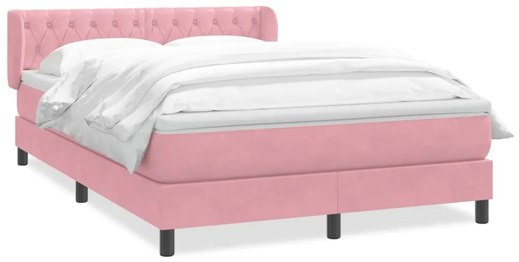 3317828 vidaXL Боксспринг легло с матрак, розово, 160x220 см, кадифе