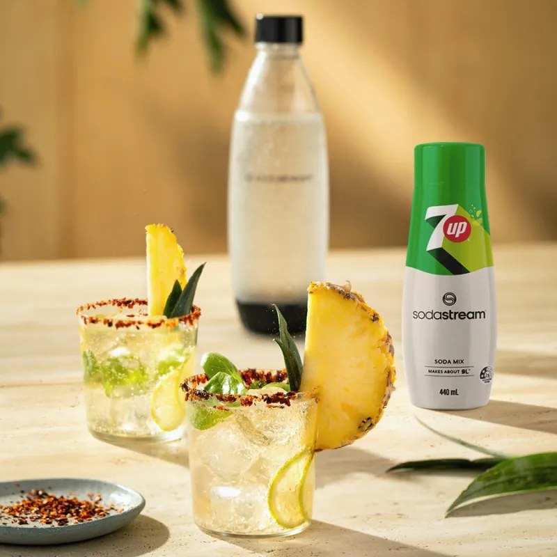 Концентриран сироп SodaStream 7 Up, 440 мл, До 9 л, Без алергени и ГМО, Бял/зелен