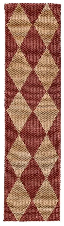 Теракотена ръчно изработена пътека със смес от юта 80x230 cm Effie Diamond – Flair Rugs
