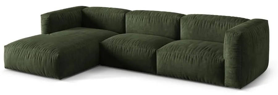 Зелен кадифен модулен ъглов диван (ляв ъгъл) Martina – Micadoni