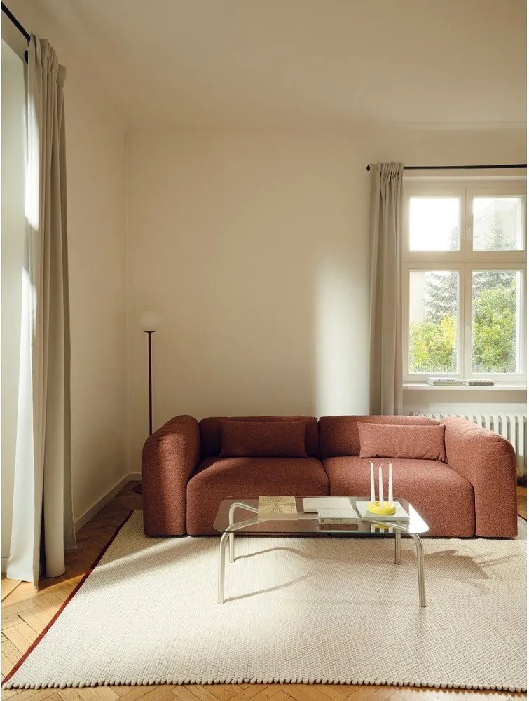 Червена/бежова ръчно изработена вълнена пътека 80x170 cm Lenu – noo.ma