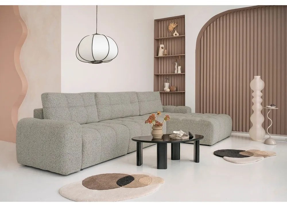 Светлокафяв разтегателен модулен ъглов диван с място за съхранение (десен ъгъл) Lulu – Miuform