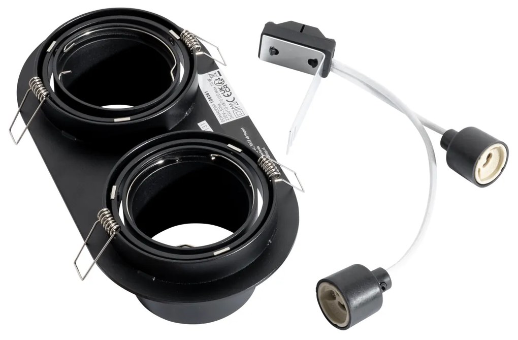 Комплект от 6 вградени спота черни GU10 70mm с наклон 2-Light - Installa