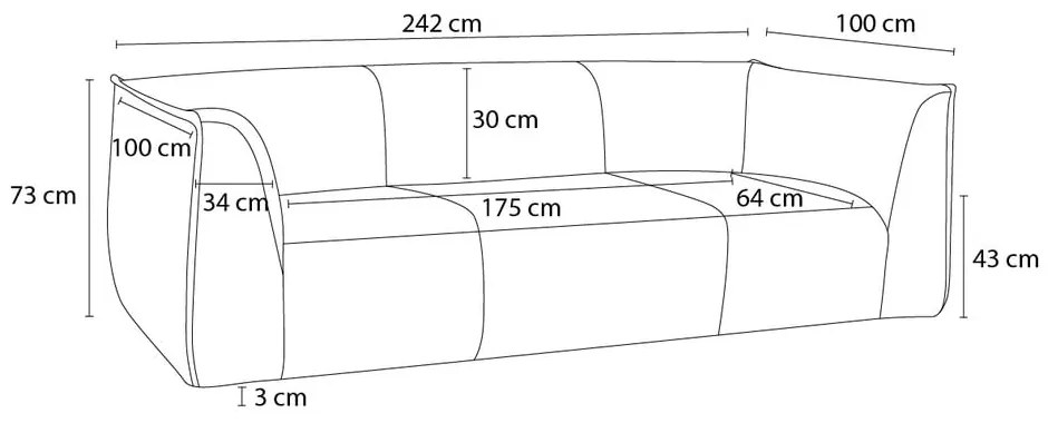 Бежов диван от прежда с примки от букле 242 cm Giorgia – Bobochic Paris