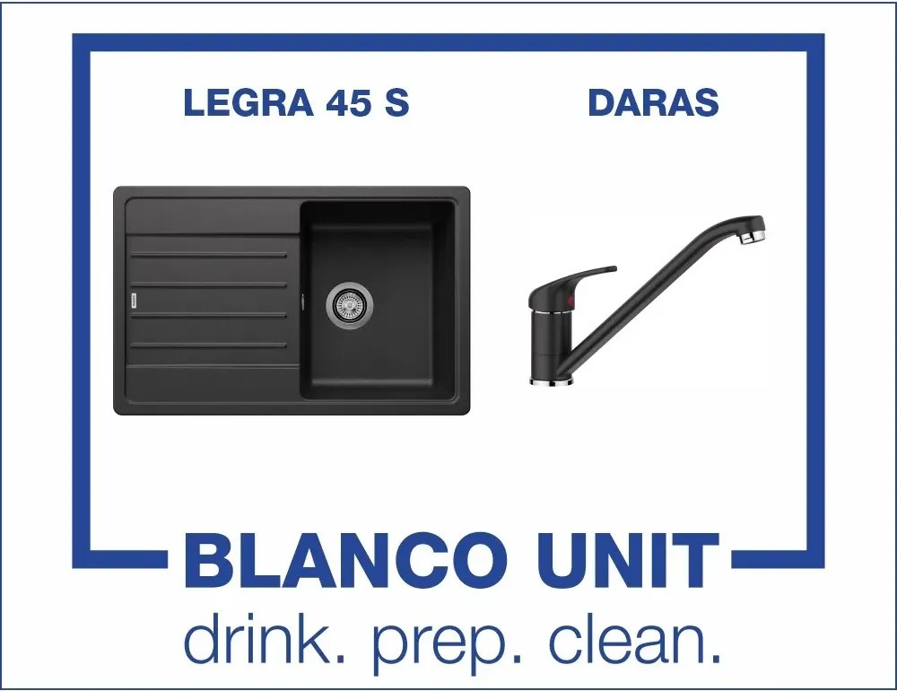 BLANCO LEGRA 45S и смесител BLANCO DARAS цвят Антрацит Промо пакет мивка със смесител