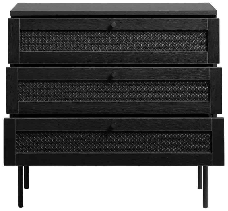 Черен нисък скрин от дъб 80x75 cm Pensacola - Unique Furniture