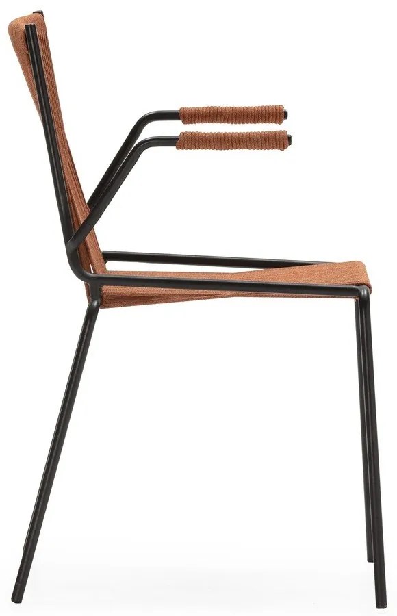 Теракотени метални трапезни столове в комплект с подлакътници/за подреждане 2 бр. Emily – Marckeric