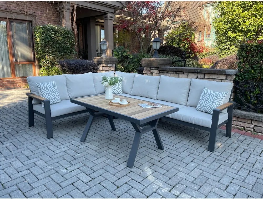 Сив алуминиев градински комплект за отдих за 5 души Rotterdam – Rojaplast