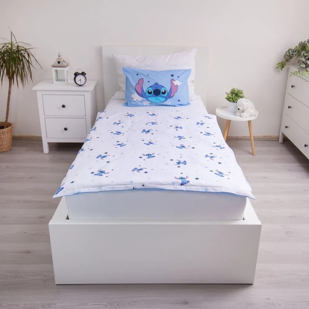 Синьо памучно детско спално бельо 100x135 cm Lilo &amp; Stitch "Clouds" – Jerry Fabrics
