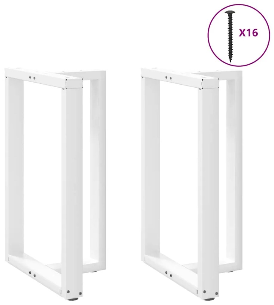 4013081 vidaXL Крака за бар маса, Т-образни, 2 бр., бели, 60x35x(90-91) см, стомана