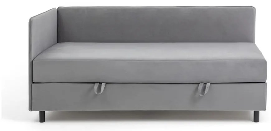 Сиво единично легло тапицирано с място за съхранение с включен матрак 120x200 cm Avela – Bonami Selection