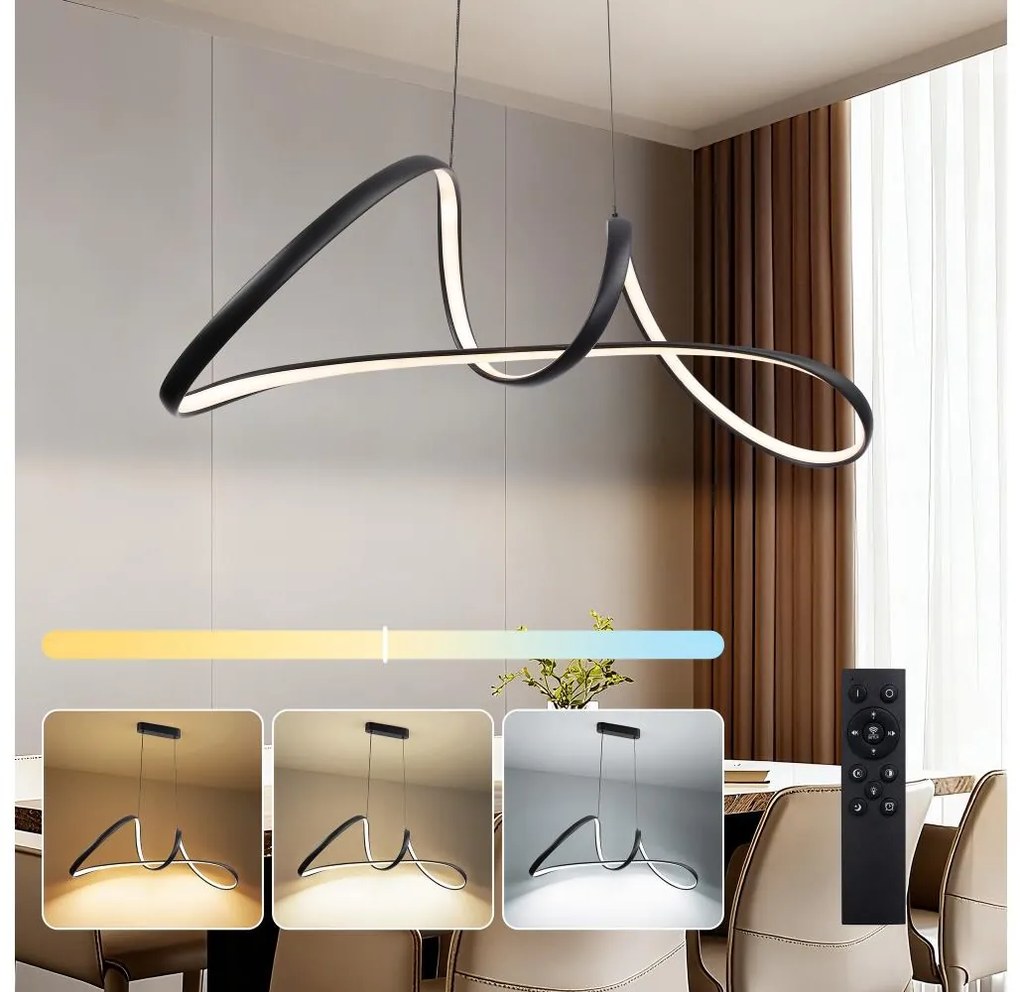 Brilagi-LED Димируем полилей на кабел TWISTER LED/60W/230V 3000-6000K черен+ДУ