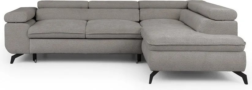 Светлосив шенилов ъглов диван (десен ъгъл L форма) Marbeya – Ropez