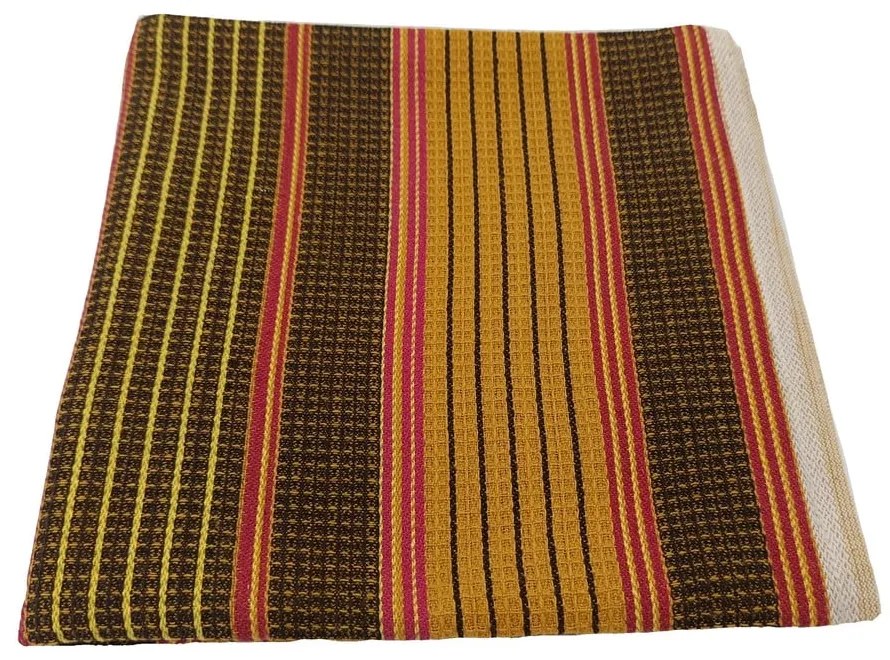 Жълто-кафява вафлена памучна кърпа 50x100 cm – JAHU collections