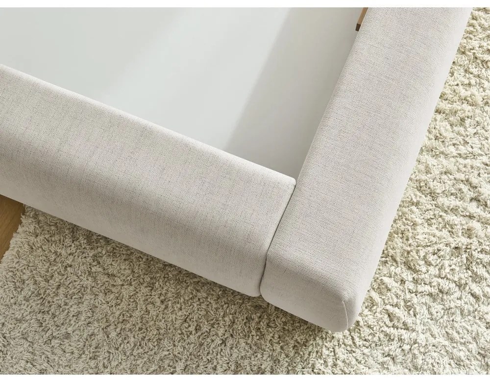 Бежово тапицирано двойно легло с място за съхранение с решетка 160x200 cm Jagna - Bobochic Paris