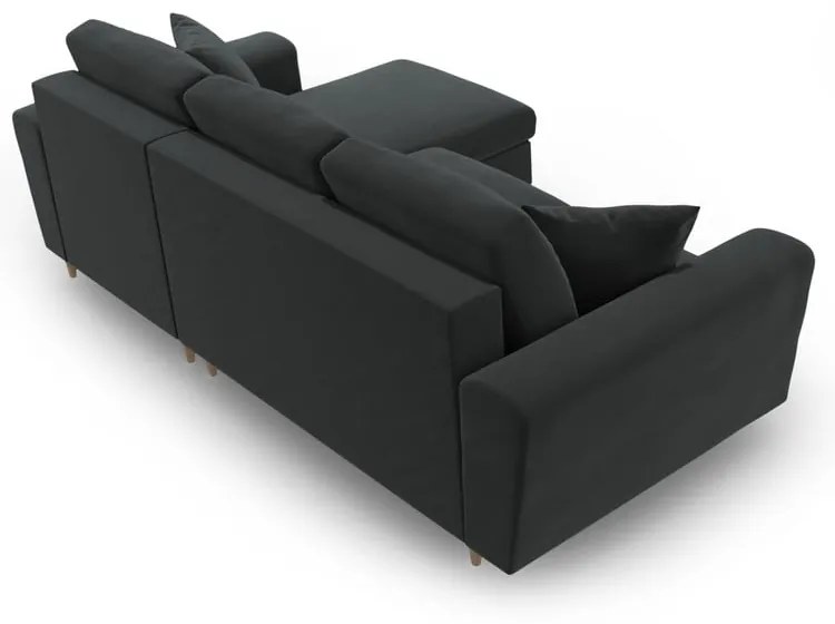 Тъмносив кадифен разтегателен ъглов диван с място за съхранение Kyoto – Cosmopolitan Design