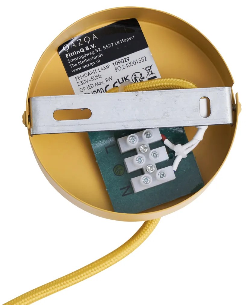 Ретро висящ лампа горчично жълта с матирано стъкло - Феде