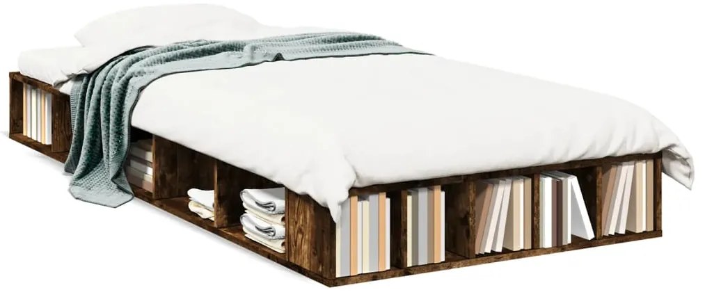 3280514 vidaXL Рамка за легло, опушен дъб, 100x200 см, инженерно дърво