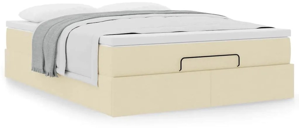 3311111 vidaXL Османска легло с матрак, кремаво, 140x190 см, плат