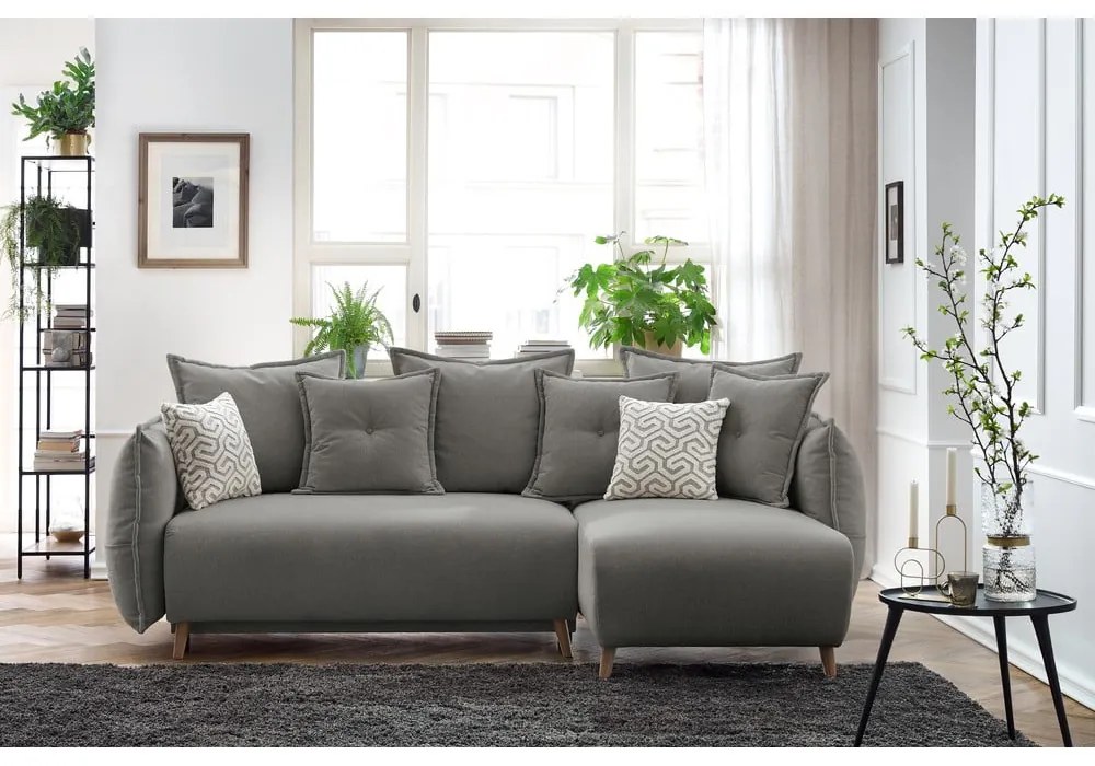 Светлосив разтегателен диван Nessa - Bobochic Paris