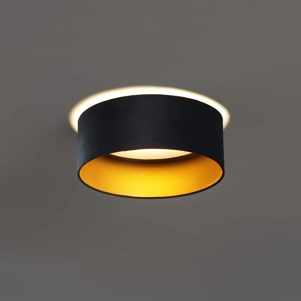 Модерна таванна лампа черен кадифен плат 40 см вкл. LED димируема в 3 степени - Sue