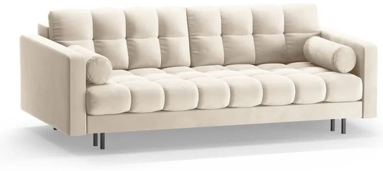 Кремав кадифен разтегателен диван с място за съхранение 222 cm Bali – Cosmopolitan Design