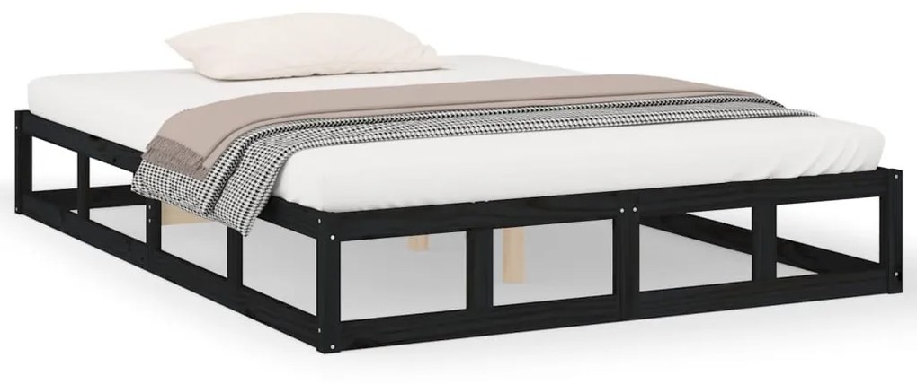 820810 vidaXL Рамка за легло черна 160x200 см масивно дърво